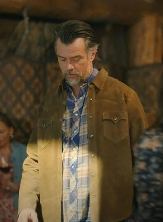 Ransom Canyon 2025 Josh Duhamel Staten Brown Suede Jacket