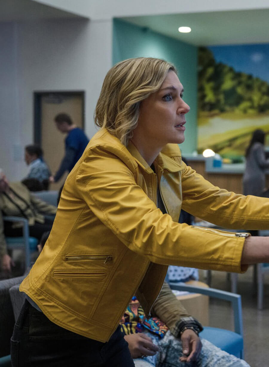 Rhea Seehorn Pluribus 2025 Carol Yellow Leather Jacket
