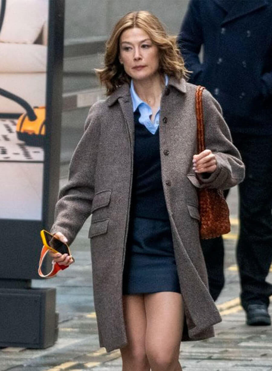Rosamund Pike Ladies First 2026 Alex Fox Grey Coat 