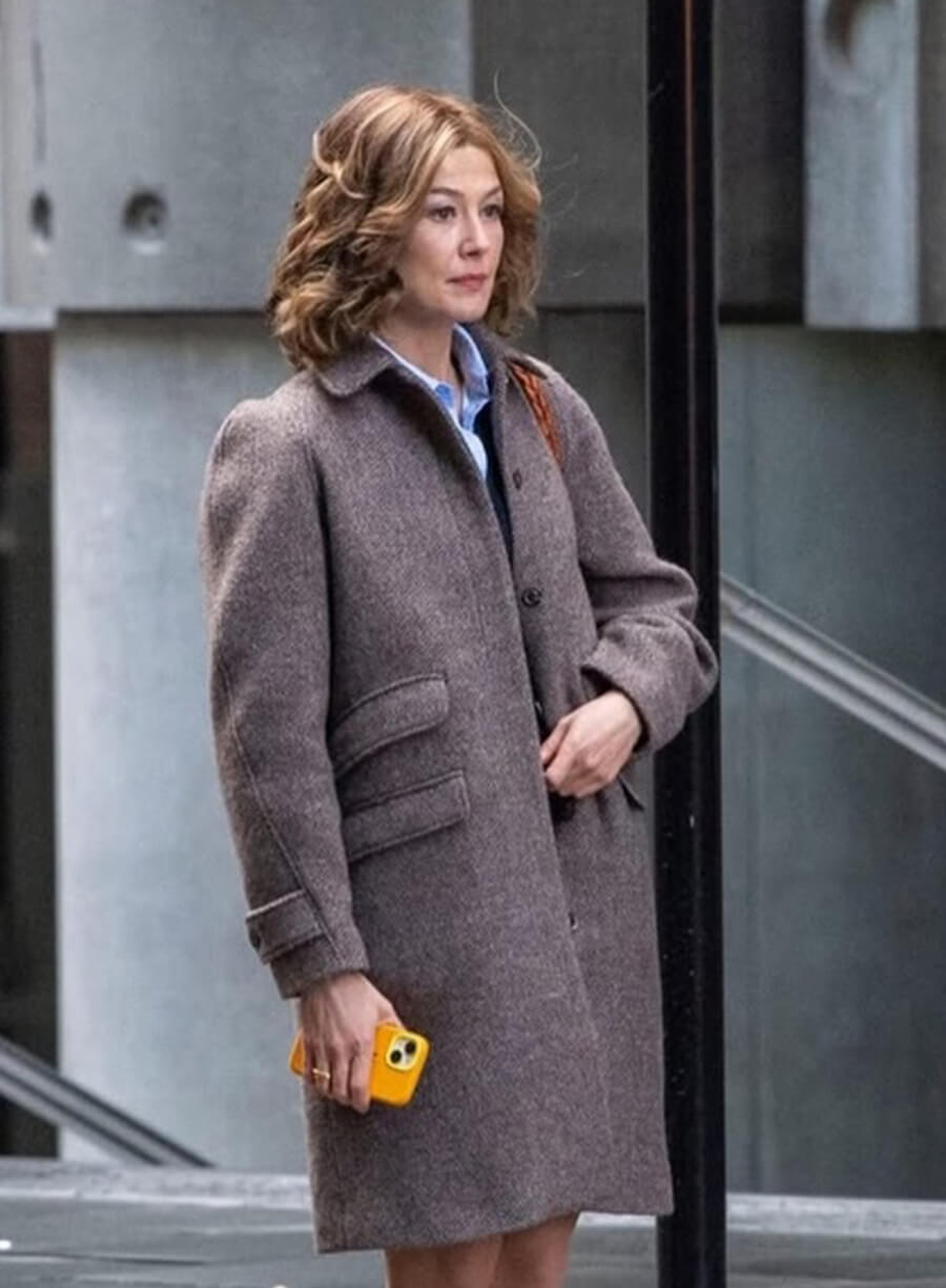 Rosamund Pike Ladies First 2026 Alex Fox Grey Coat 