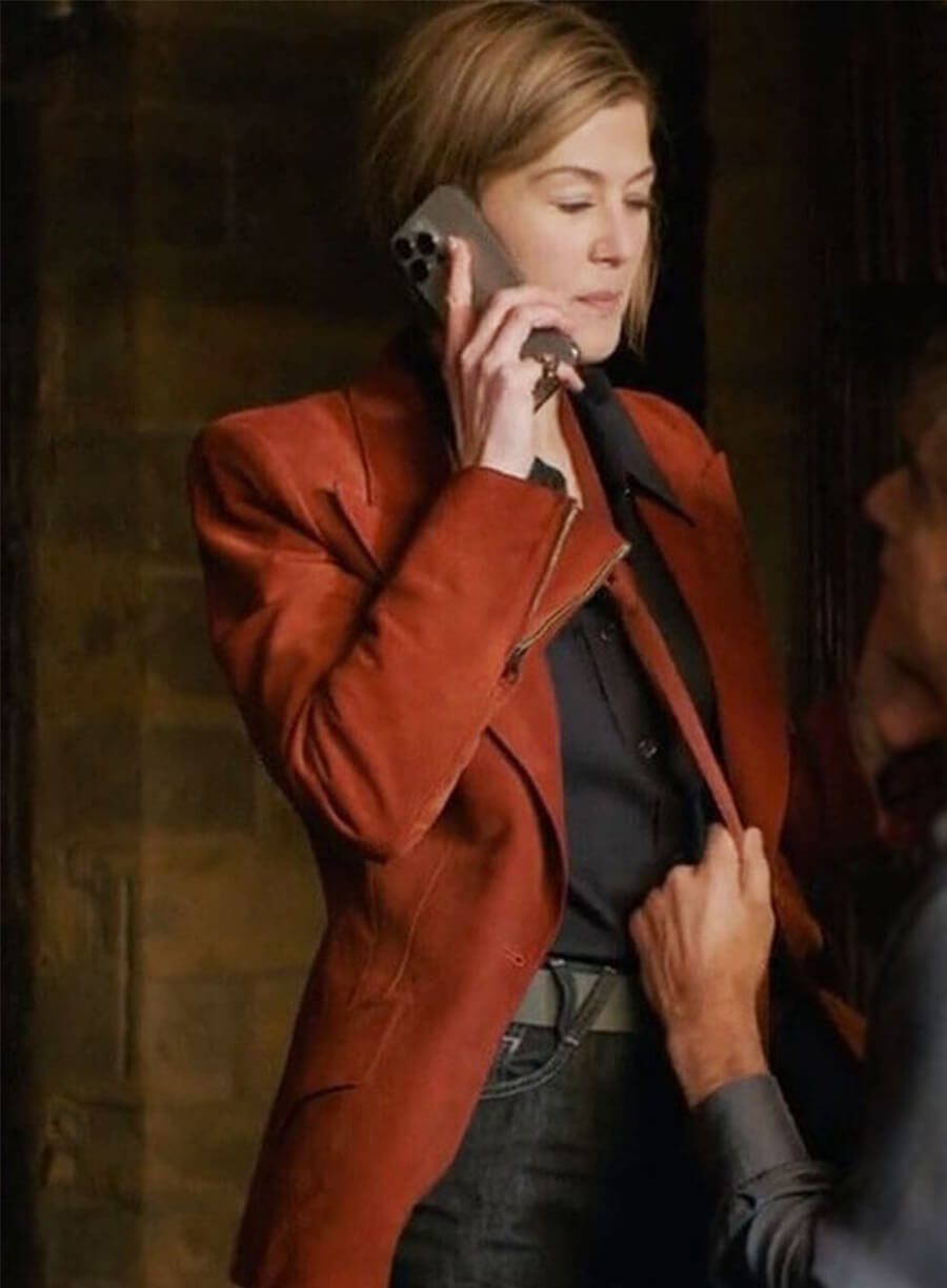 Rosamund Pike Ladies First 2026 Alex Fox Suede Blazer