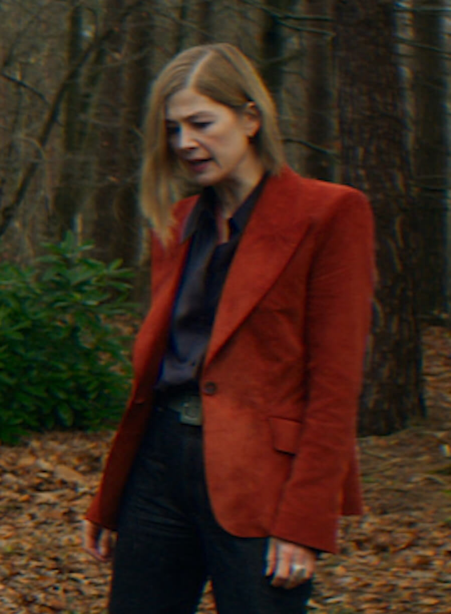 Rosamund Pike Ladies First 2026 Alex Fox Suede Blazer
