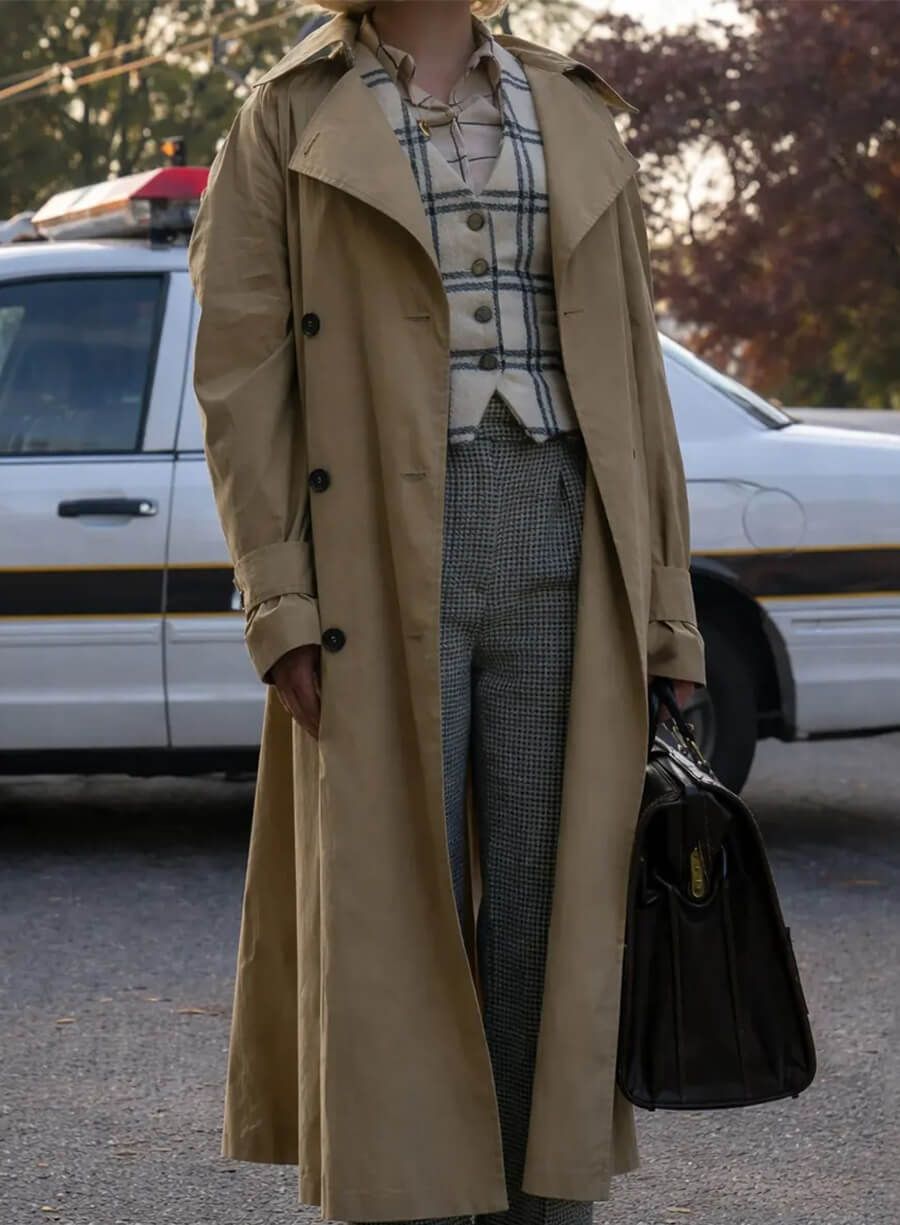 Rosy McEwen Scarpetta 2026 Past Kay Beige Coat 