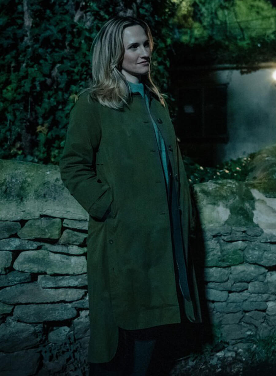 Ruth Bradley Slow Horses Emma Flyte Green Coat