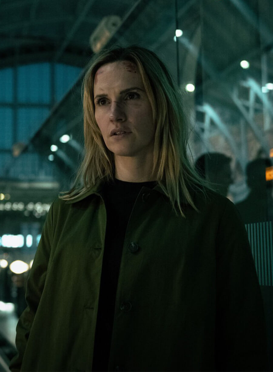 Ruth Bradley Slow Horses Emma Flyte Green Coat