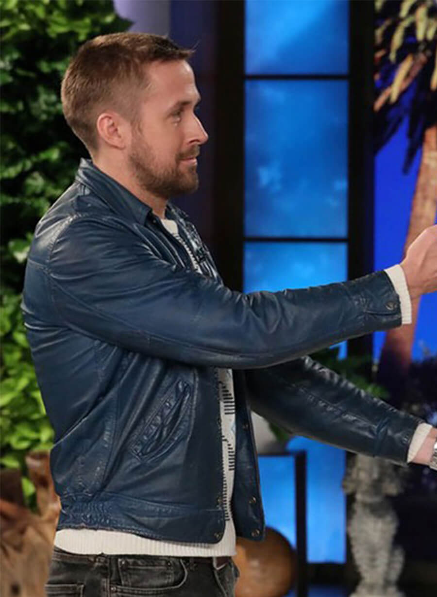 Ryan Gosling Leather Blue Jacket