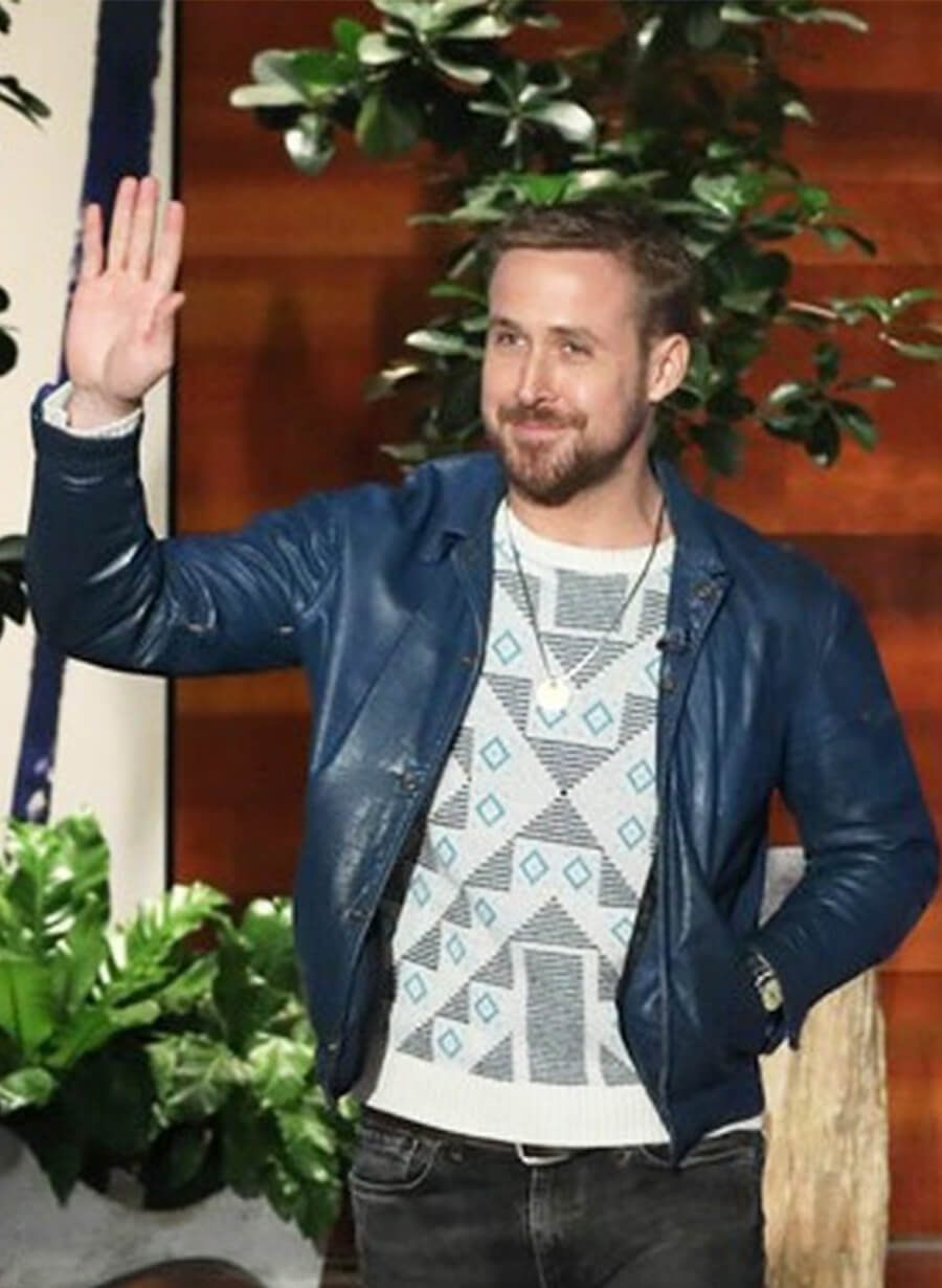 Ryan Gosling Leather Blue Jacket