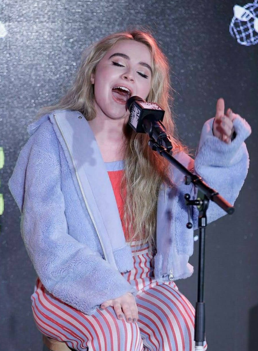 Sabrina Carpenter Blue Faux Fur Jacket