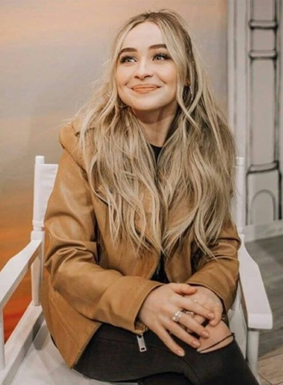 Sabrina Carpenter Brown Leather Jacket