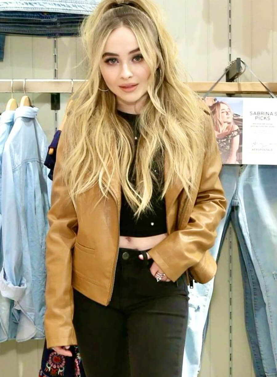 Sabrina Carpenter Brown Leather Jacket