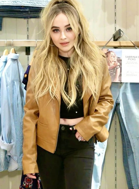 Sabrina Carpenter Brown Leather Jacket