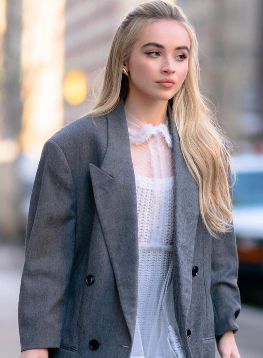 Sabrina Carpenter Grey Blazer Coat