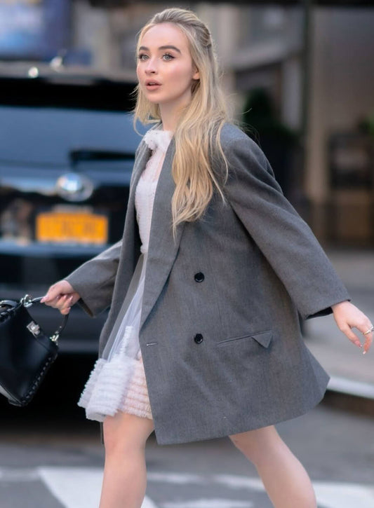 Sabrina Carpenter Grey Blazer Coat