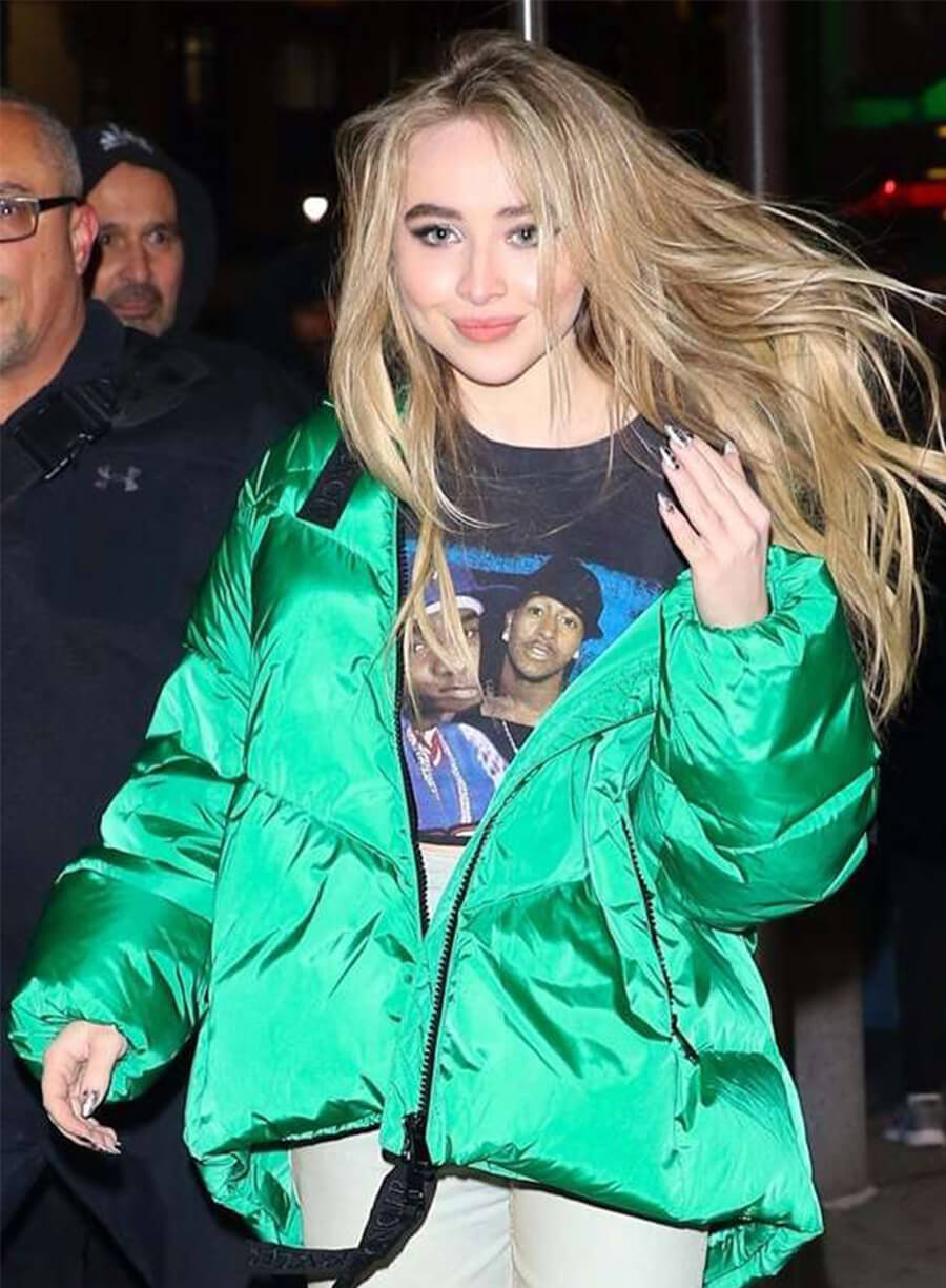 Sabrina Carpenter New York Street Style Green Jacket