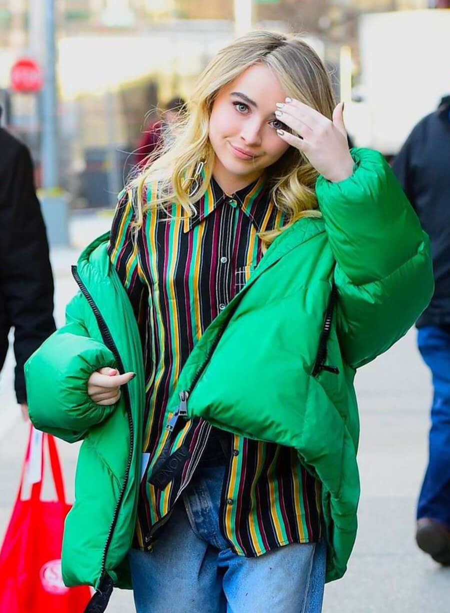 Sabrina Carpenter New York Street Style Green Jacket