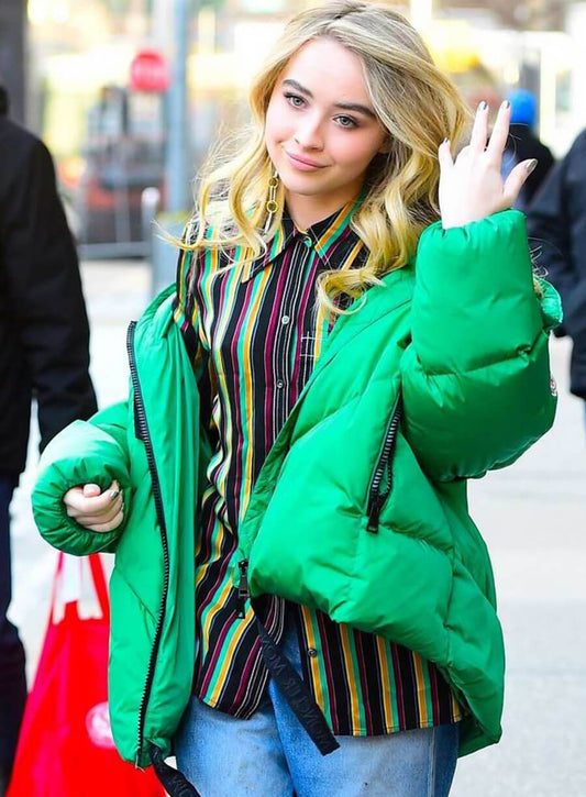 Sabrina Carpenter New York Street Style Green Jacket