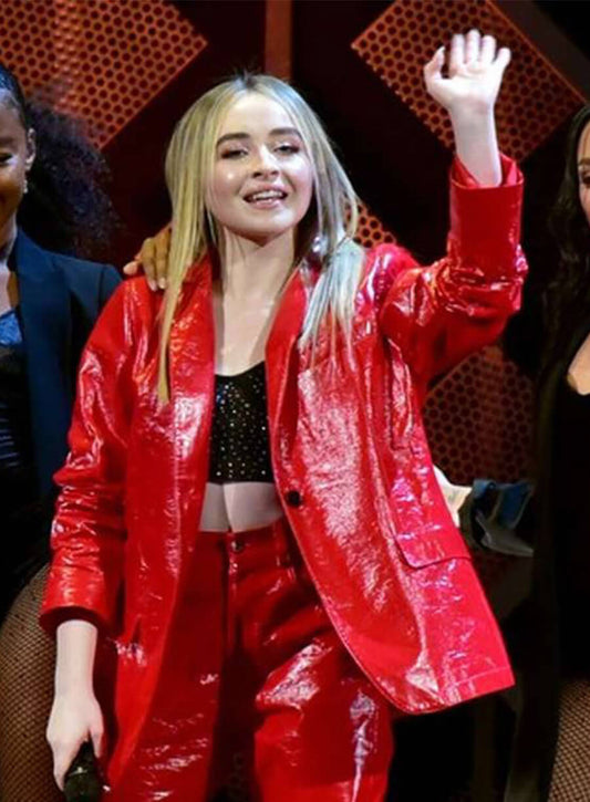Sabrina Carpenter Red Leather Blazer