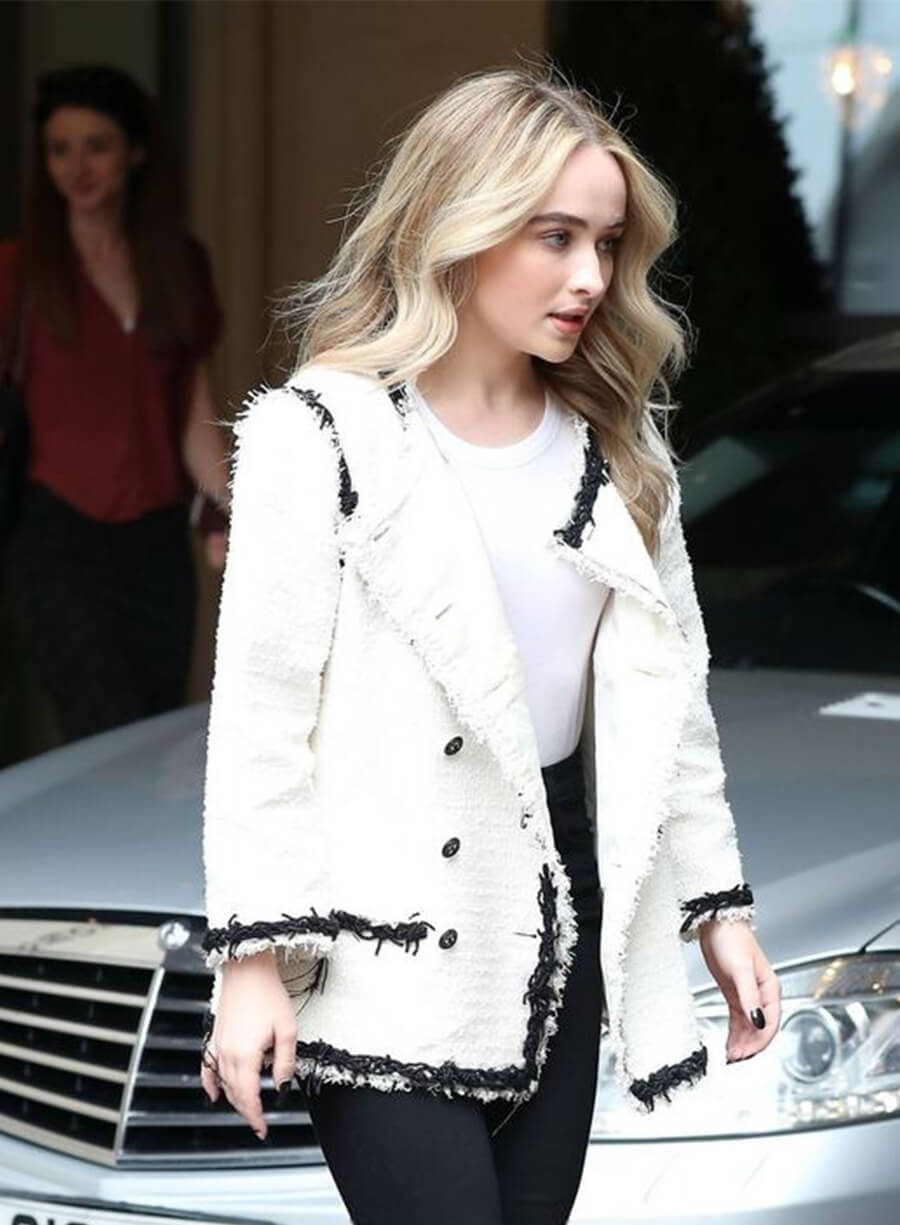 Sabrina Carpenter White Tweed Blazer