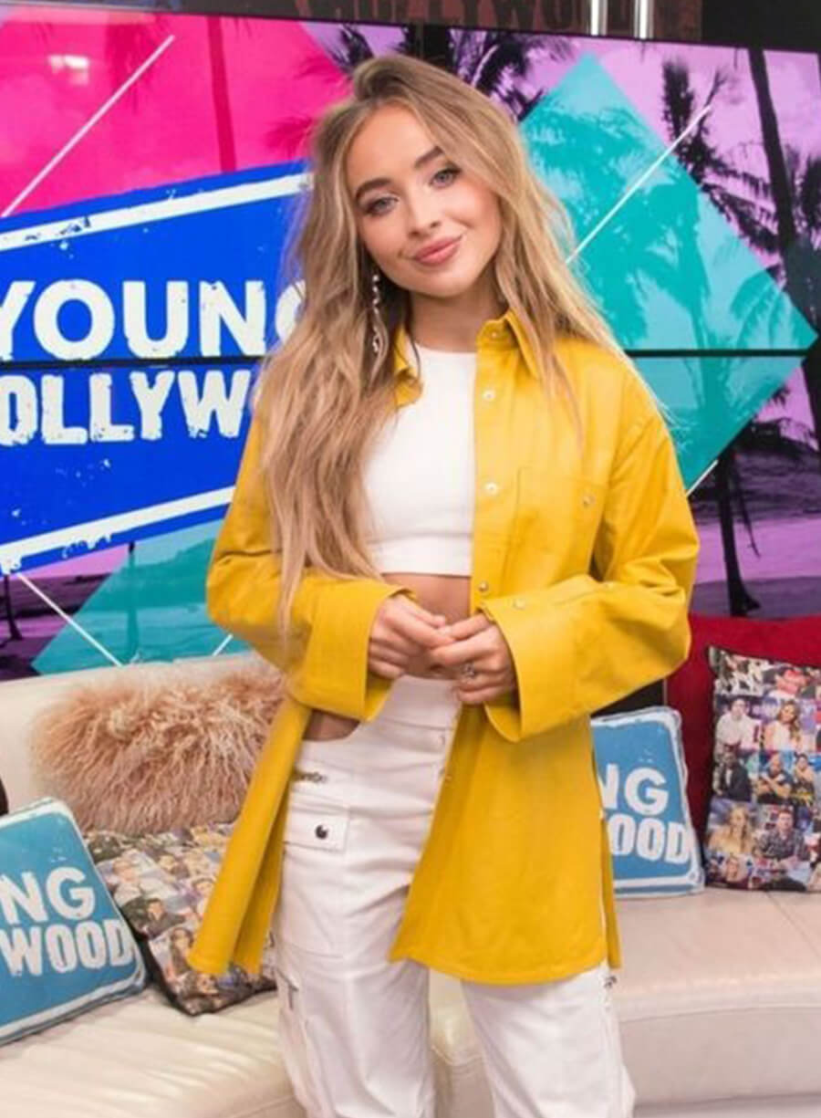 Sabrina Carpenter Yellow Leather Jacket