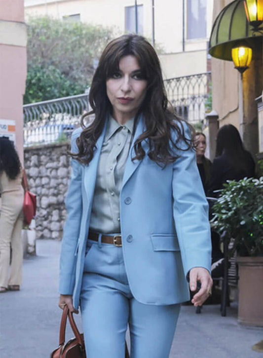 Sabrina Impacciatore The White Lotus Valentina Blue Blazer