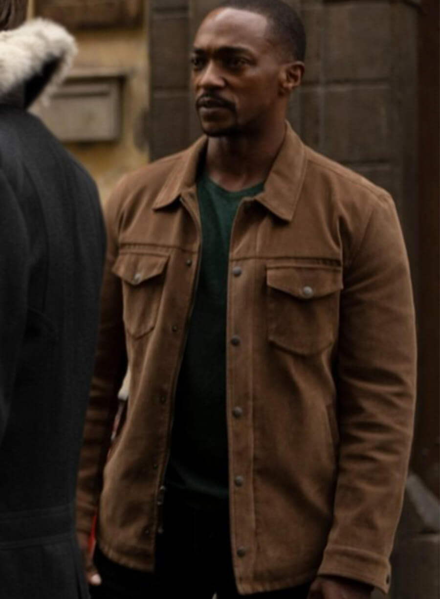 Sam Wilson The Falcon and the Winter Soldier Brown Suede Jacket 