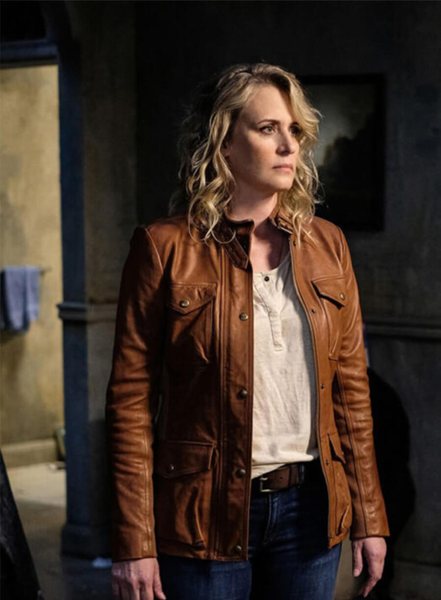 Samantha Smith Supernatural S14 Mary Winchester Brown Leather Jacket