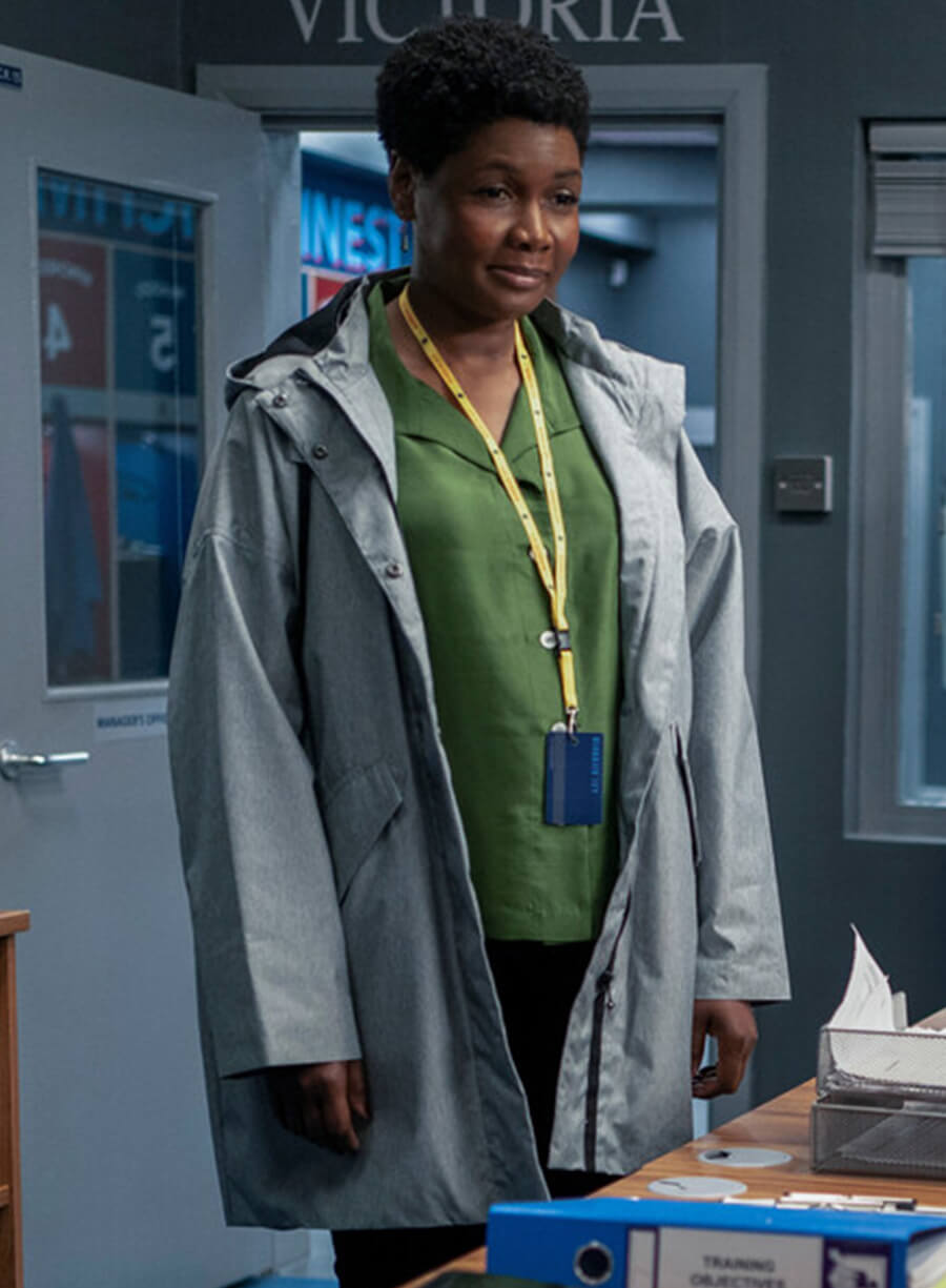 Sarah Niles Ted Lasso DR. Sharon Grey Hooded Coat