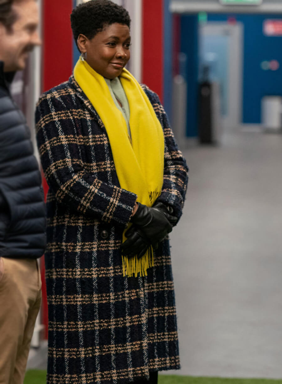 Sarah Niles Ted Lasso DR. Sharon Wool Plaided Coat 