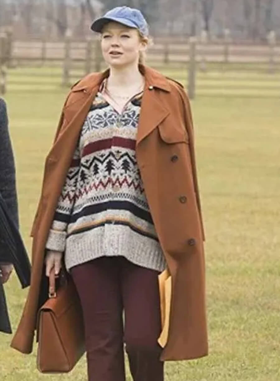 Sarah Snook Succession S01 Shiv Roy Brown Trench Coat