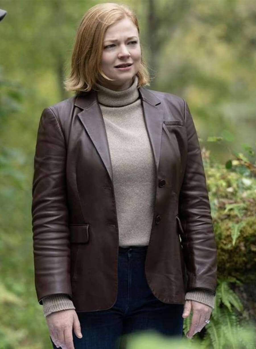 Sarah Snook Succession S04 Shiv Roy Leather Blazer