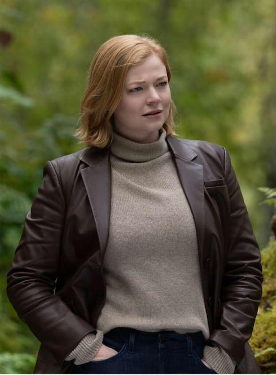 Sarah Snook Succession S04 Shiv Roy Leather Blazer