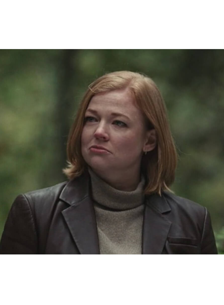 Sarah Snook Succession S04 Shiv Roy Leather Blazer