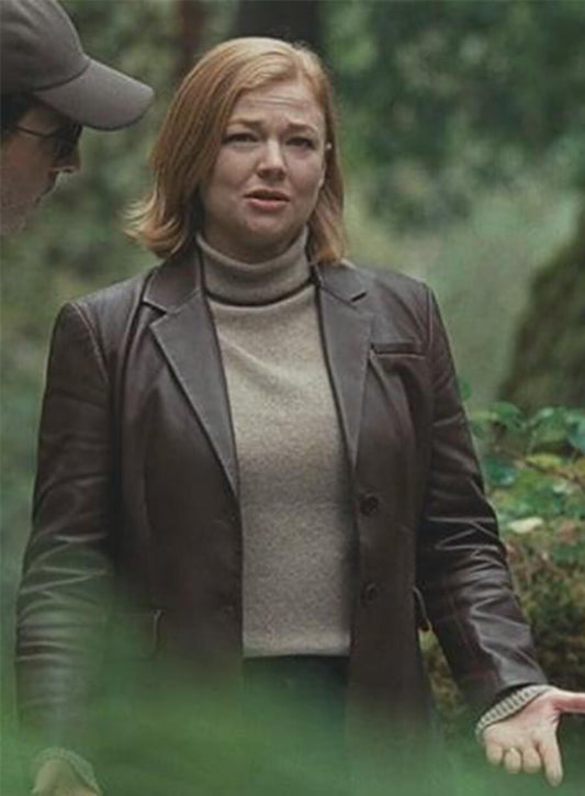 Sarah Snook Succession S04 Shiv Roy Leather Blazer