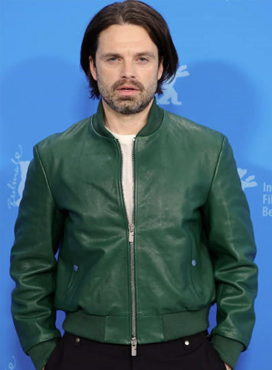 Sebastian Stan A Different Man Event Green Leather Jacket
