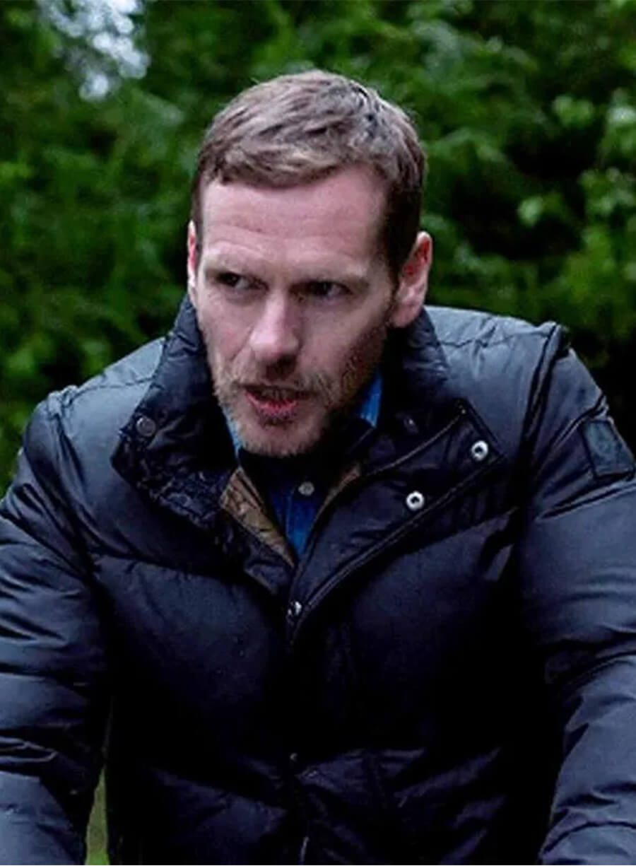 Shaun Evans Betrayal 2026 John Hughes Black Puffer Jacket