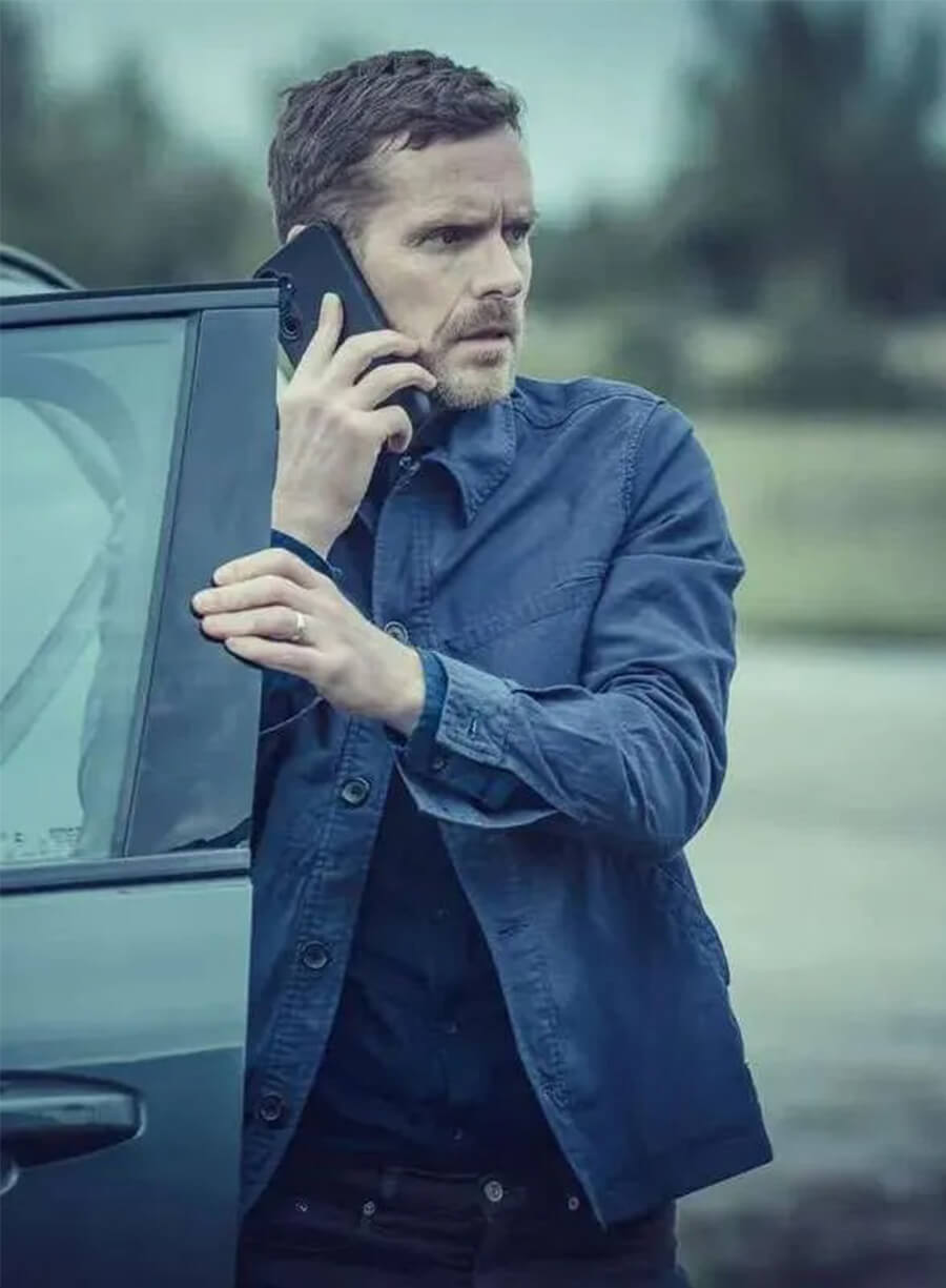 Shaun Evans Betrayal 2026 John Hughes Blue Cotton Jacket