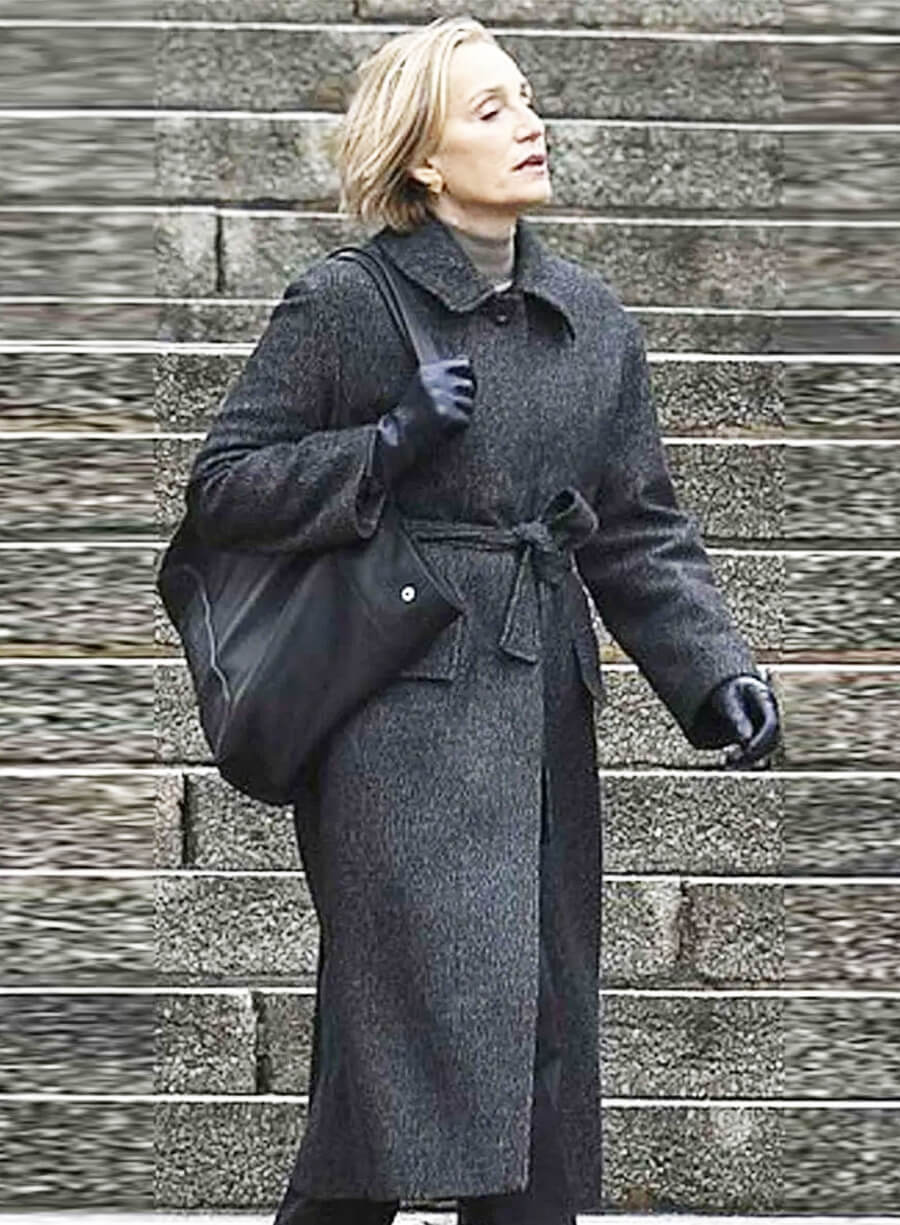 Slow Horses S01 Diana Taverner Black Wool Trench Coat