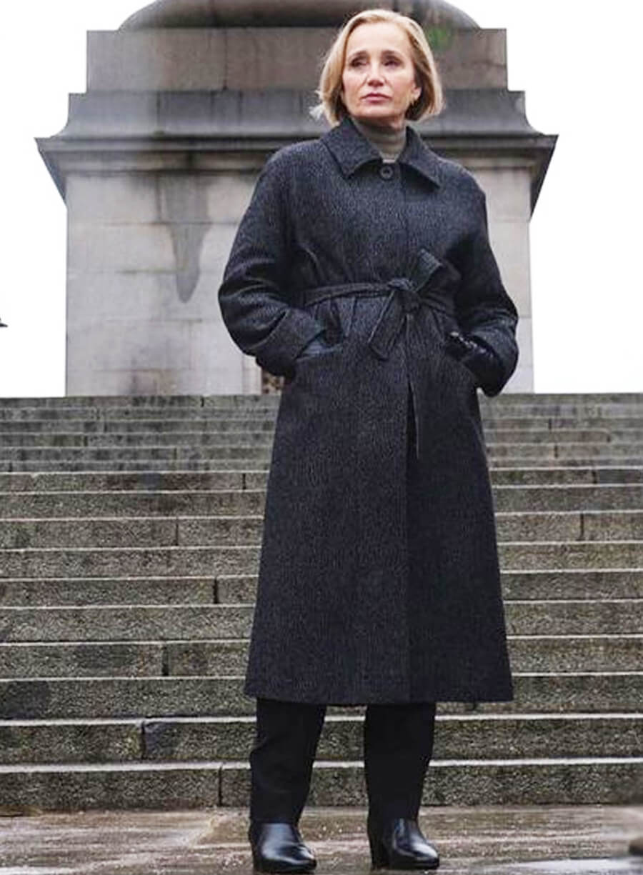 Slow Horses S01 Diana Taverner Black Wool Trench Coat
