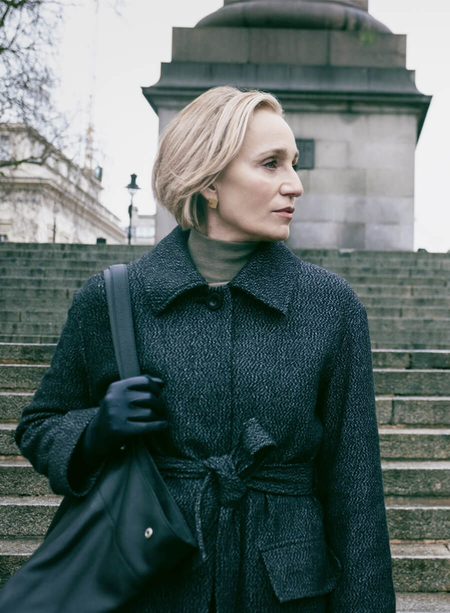 Slow Horses S01 Diana Taverner Black Wool Trench Coat