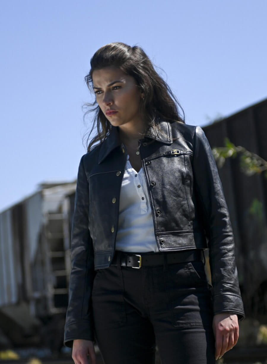 Sofia Pernas Tracker S02 Billie Matalon Black Leather Jacket