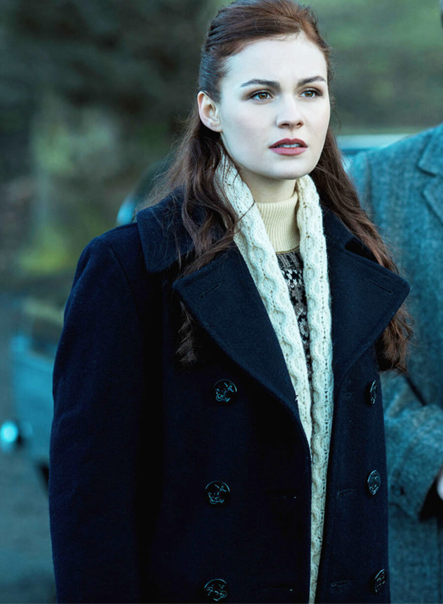 Sophie Skelton Outlander S02 Brianna Randall Wool Peacoat 