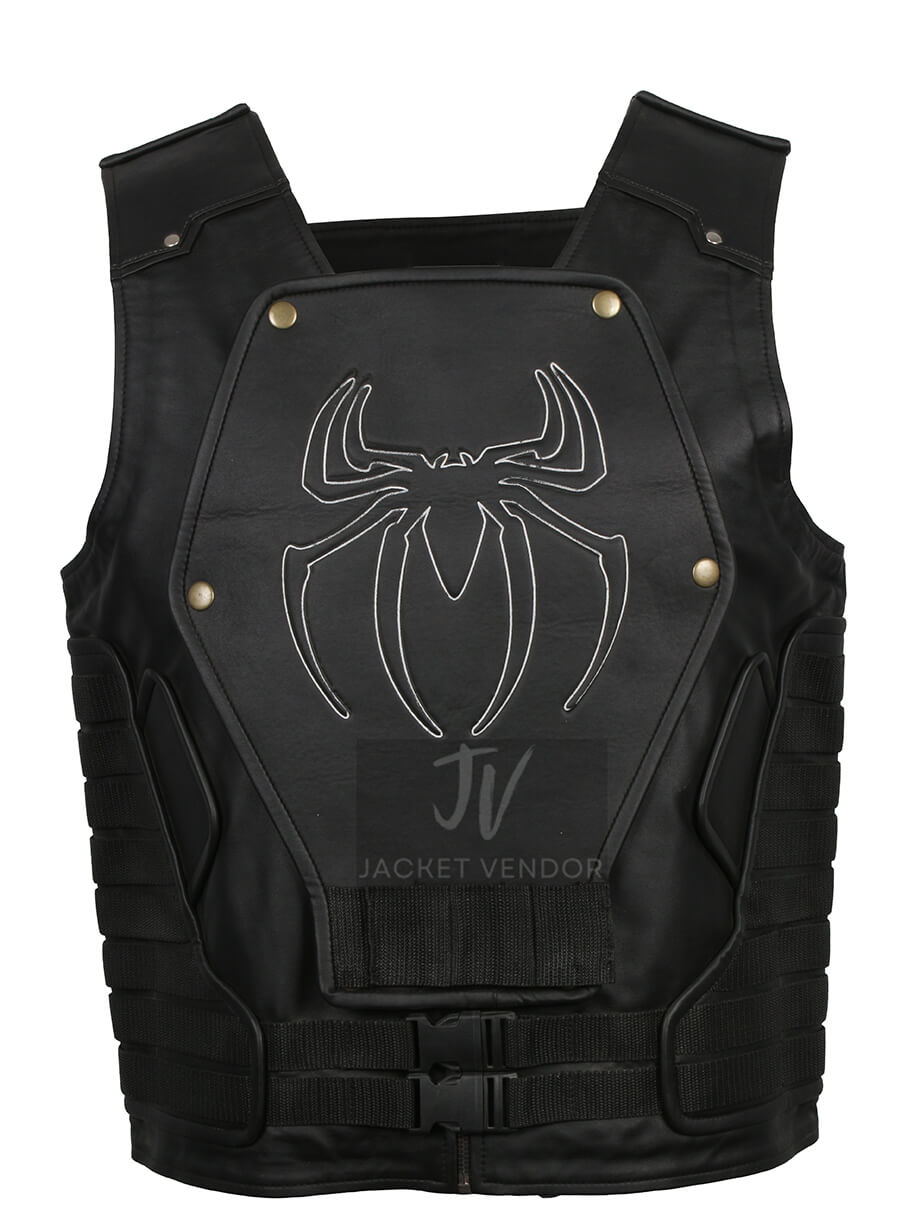 Spiderman Leather Black Vest Costume