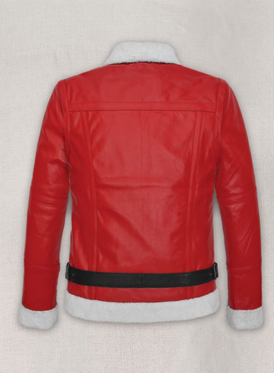 Spirited Ryan Reynolds Clint Briggs Red Shearling Leather Jacket