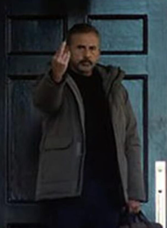 Steve Carell Rooster 2026 Greg Russo Grey Jacket