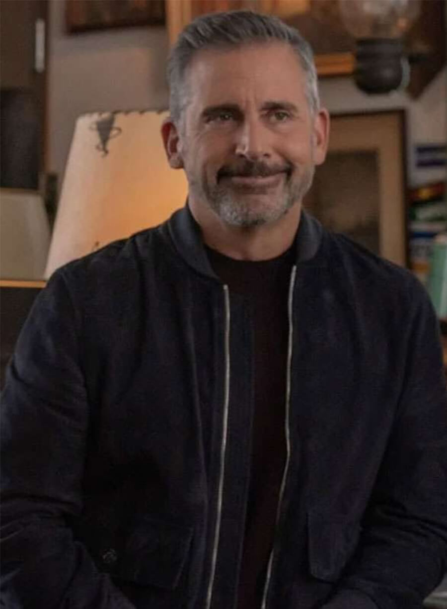 Steve Carell The Four Seasons Nick Black Suede Bomber Jacket