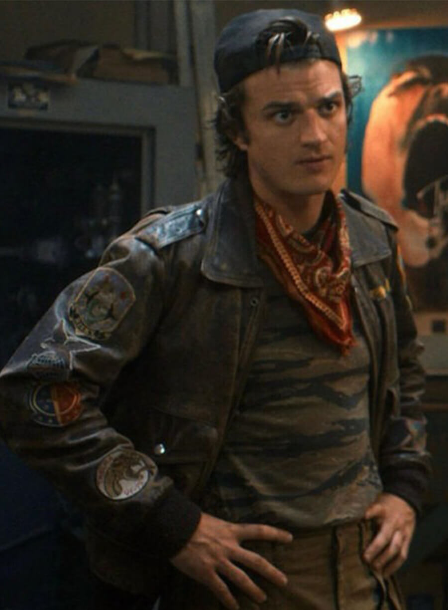 Steve Harrington Stranger Things Joe Keery Distressed Leather Jacket