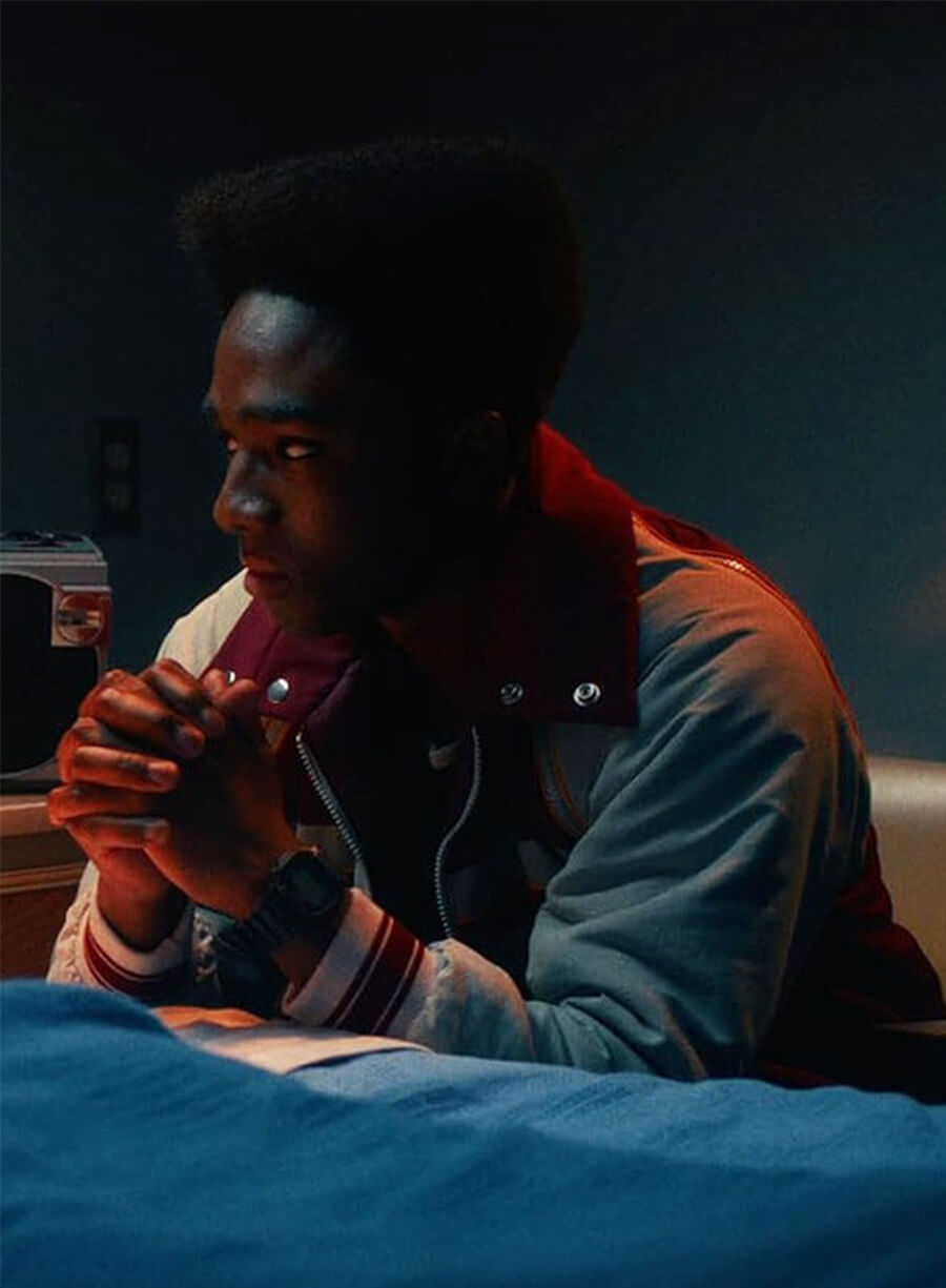 Stranger Things Lucas Sinclair S05 Red Bomber Jacket