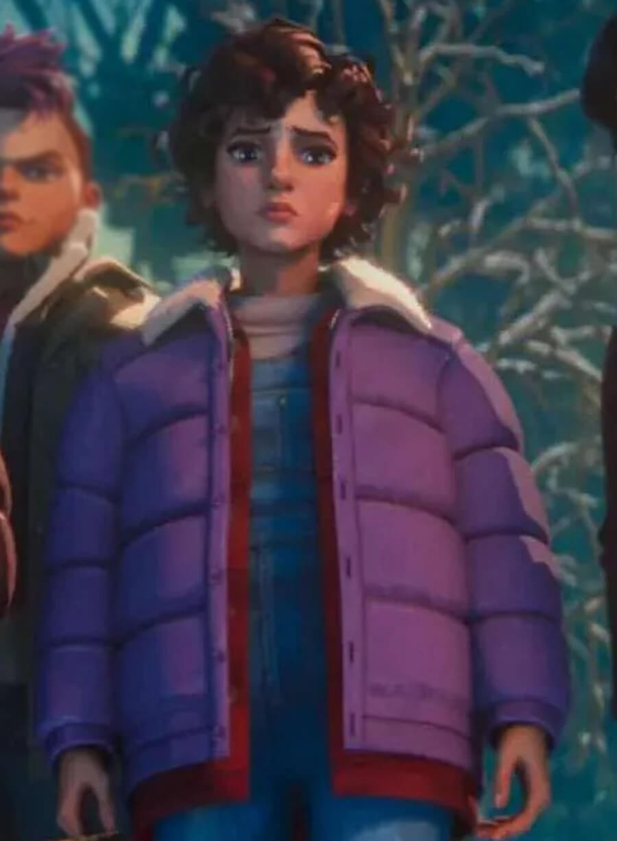 Stranger Things Tales from 85 Eleven Purple Fur Jacket
