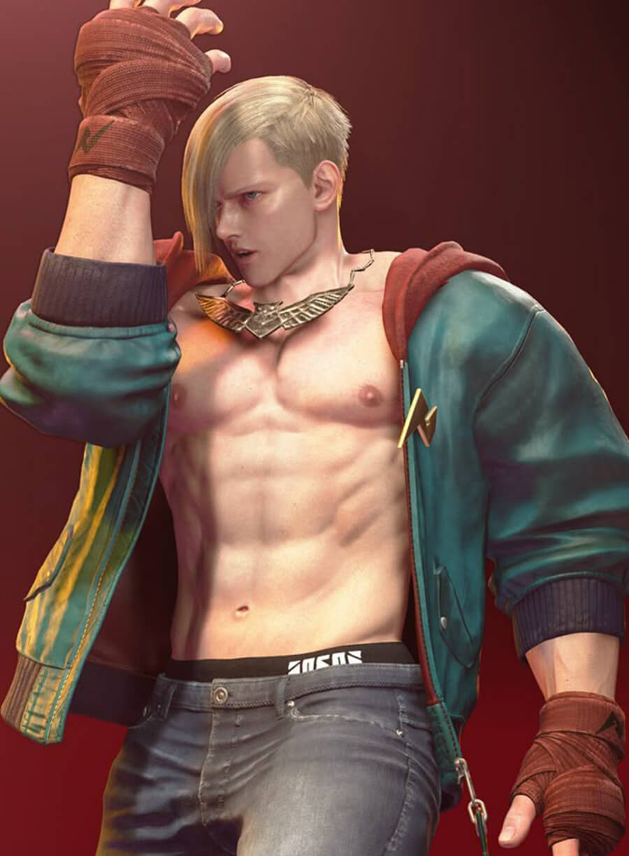 Street Fighter 6 ED Blue Leather Jacket