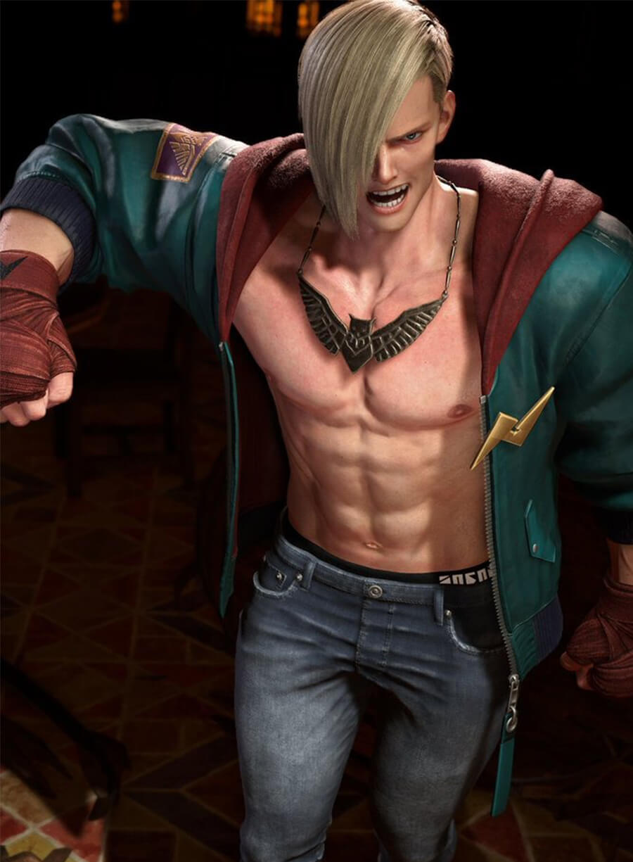 Street Fighter 6 ED Blue Leather Jacket